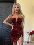 Рокля вечерна с пайети в червен цвят, снимка 2