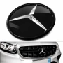 Mercedes Black Mirror Стъклена Емблема Distronic Style W205 W213 Gloss Black 18.5см, снимка 1