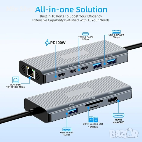 Нова Docking Station SD962 за Microsoft Surface – 10 в 1,USB-C PD 100, Etherner, 4k HDMI, снимка 2 - Друга електроника - 55119510