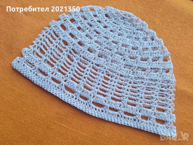 Лятна, ажурена шапка, изплетена на 1 кука, снимка 3 - Шапки - 55501506