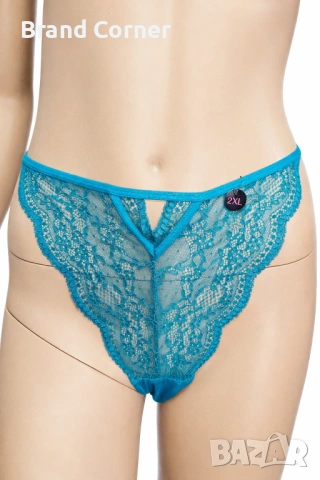 Hunkemöller дантелено дамско долнище 2XL в тюркоазено син цвят