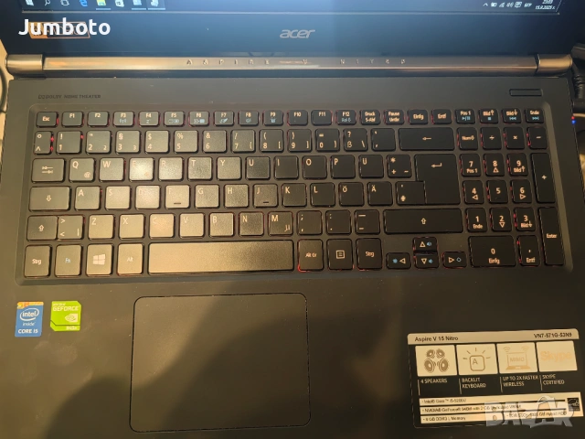 Лаптоп Acer aspire v15 Nitro I5/8Ram/940M, снимка 2 - Лаптопи за игри - 54900966