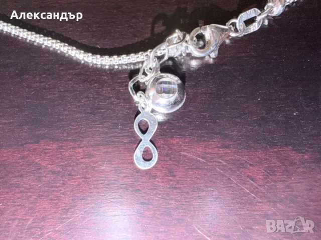 Дамски златен синджир бяло злато с висулка безкрайност - 4,35 гр., 47 см. дължина, снимка 3 - Колиета, медальони, синджири - 54406034