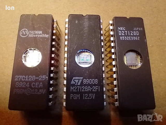 M27128A-2FI (STM), D27128D (NEC), 27C128-25 (Microchip) EPROM, снимка 2 - Друга електроника - 54401847