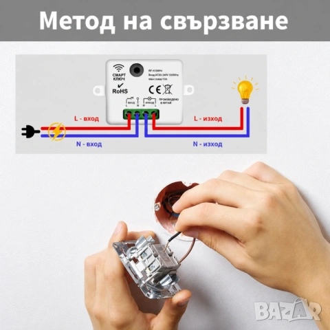 Безжичен ключ за осветление с RF433 модул с/без нула, снимка 8 - Други - 44179136