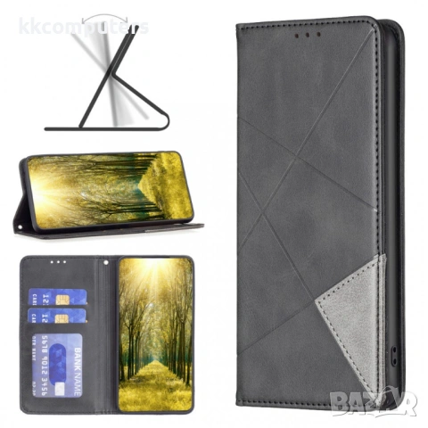 Кожен Калъф за Xiaomi Poco X8 Pro 5G / Redmi Turbo 5 5G - Геометричен дизайн, Слотове за карти, Стой, снимка 9 - Калъфи, кейсове - 54131700