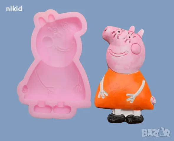 Пепа Пиг Джордж майка баща Peppa pig силиконов молд форма фондан шоколад гипс декор, снимка 5 - Форми - 55410217
