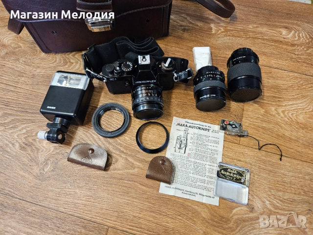 Ретро фотокомплект Revueflex SC1 + Обективи, Светкавица и Самоснимачка Haka Autoknips II, снимка 3 - Фотоапарати - 54710954
