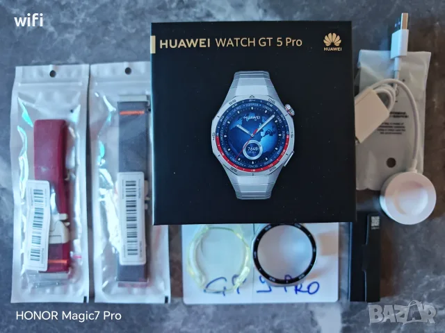Huawei Watch GT 5 Pro 46mm Titanium + аксесоари , снимка 2 - Друга електроника - 55673117