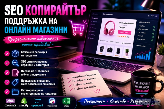 SEO копирайтър | Качване и поддръжка на продукти в онлайн магазини, снимка 4 - Друго - 55042750