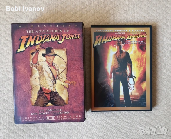 Indiana Jones Индиана Джоунс DVD Трилогия и бонус + Индиана Джоунс 4 (2 диска) с Бг субтитри., снимка 1 - DVD филми - 50916233