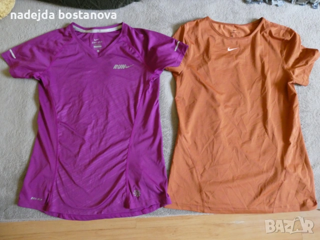 продавам лот от две дамски тениски за бягане на марката nike dry fit,размер S