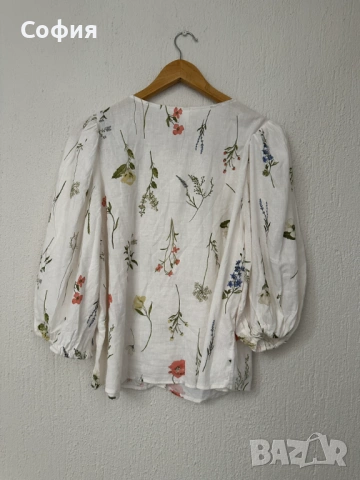 Риза от ленена смес на цветя H&M, снимка 2 - Ризи - 54798656