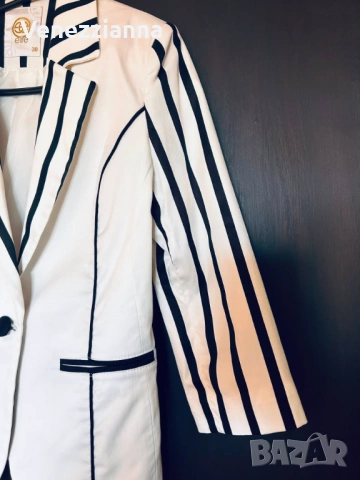 Дамско Сако Бяло и Черно р-р 38 НОВО, снимка 2 - Сака - 54134916