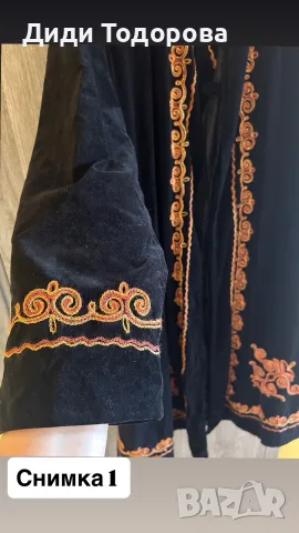 Етно/бохо уникални дълги кадифени манта / кафтани с богата бродерия и елек, снимка 3 - Други - 55342342