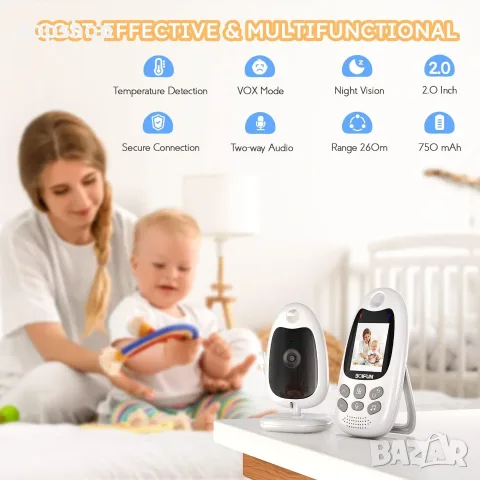 Чисто нов безжичен бебефон BOIFUN VB610 с камера, нощно виждане и ECO/VOX режим (Без Wi-Fi)  , снимка 2 - Бебефони - 55388130