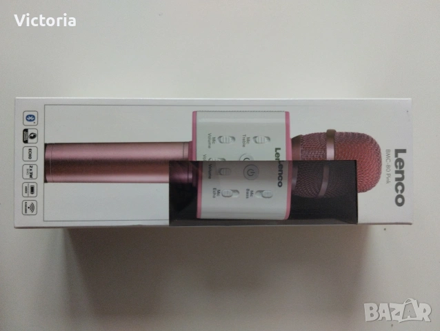 Безжичен караоке микрофон Lenco BMC-80 Pink – Bluetooth, вградени говорители, снимка 4 - Музикални играчки - 54546919