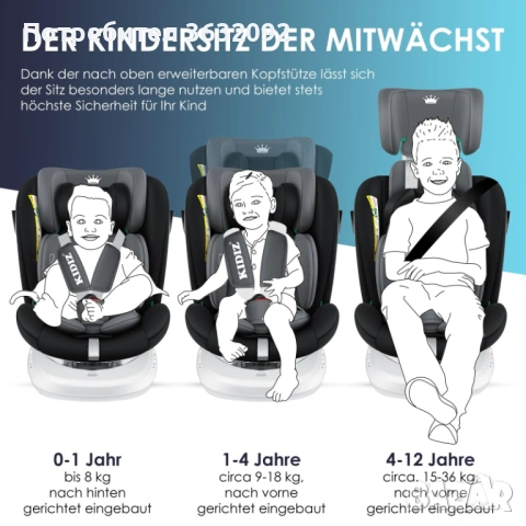 Детско столче за кола с ISOFIX, завъртащо се на 360°, снимка 8 - Аксесоари и консумативи - 54678513