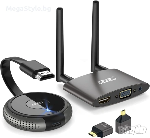 Безжичен HDMI предавател и приемник, разстояние на предаване 50 м, двоен екран, plug and play, прием
