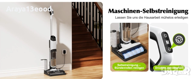 Безжична прахосмукачка за сухо и мокро почистване Cleanwise BVC-T8 с функция за измиване, снимка 8 - Прахосмукачки - 55102859