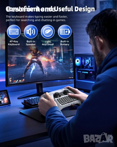 Безжичен контролер за PS5/PS5 Pro, Bluetooth 3.0 мини преносим геймпад, чатпад , снимка 6 - Аксесоари - 54580401