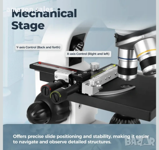 Микроскоп ESAKO 40-2000X, LED светлина,метален корпус,адаптер за телефон и слайдове нов, снимка 6 - Друга електроника - 54088886