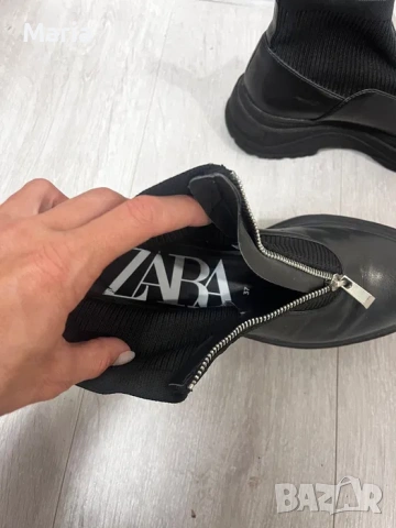 ZARA дамски боти тип чорап – черни, EU 37, снимка 3 - Дамски боти - 54545922