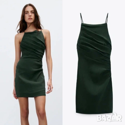 ZARA Хс размер нова рокля с етикет лен и памук