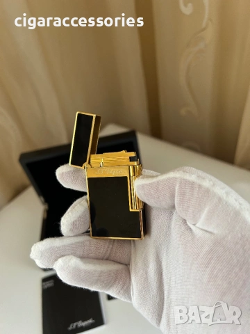 S.T. Dupont Ligne 2 Black & Gold – запалка, 2 пламъка, пълен комплект, снимка 3 - Запалки - 54007067