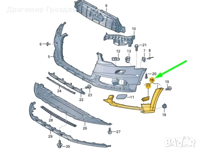 НОВ, преден ляв спойлер за пр. броня за Audi A6 Allroad (C7) / Ауди А6 (2012-2014), снимка 9 - Части - 55492947