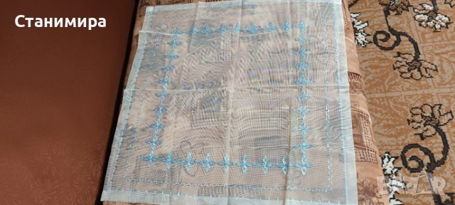 каре от тюл с ръчна бродерия - 2 бр., снимка 6 - Декорация за дома - 54654632