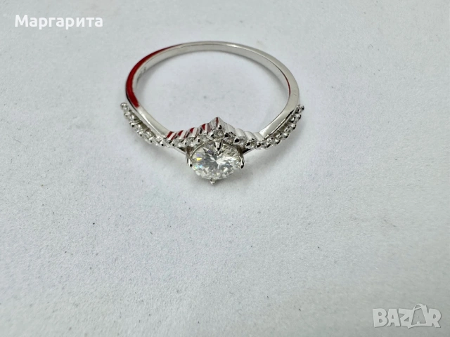 Сребърен пръстен с мойсанит (диамант)  0.5 карата , снимка 8 - Пръстени - 54899631