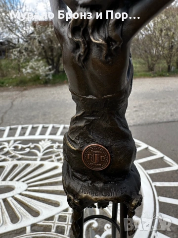 Уникален комплект от 3 бронзови статуетки - Pierre Chenet (Франция), Авторски подпис, снимка 7 - Антикварни и старинни предмети - 53983662