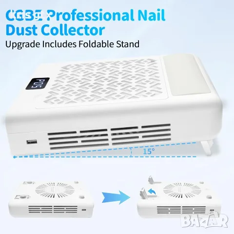 Прахоуловител за нокти CGBE 3600 об/мин, 5 скорости, 2 филтъра, снимка 3 - Продукти за маникюр - 55557028