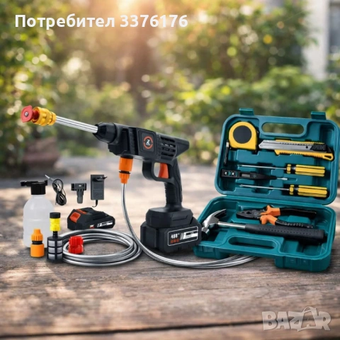 Безжична водоструйка с комплект, снимка 2 - Парочистачки и Водоструйки - 54411003