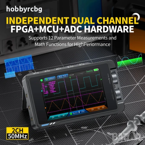 Двуканален преносим осцилоскоп FNIRSI DS215H-Plus, сигнал генератор, снимка 2 - Друга електроника - 54613989