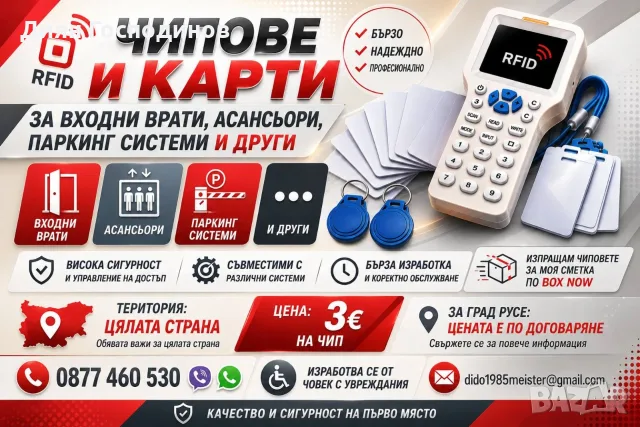 Чипове и карти за входни врати - най-добрата оферта за Русе и страната !