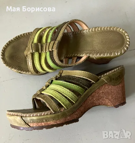 Чехли “Art” естествена кожа, снимка 2 - Чехли - 55362531
