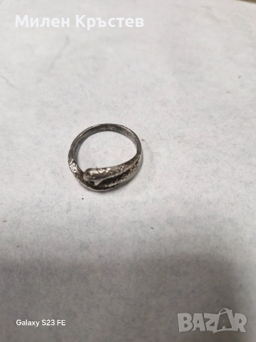 Стар сребърен пръстен от СССР -змия , снимка 2 - Антикварни и старинни предмети - 54230803