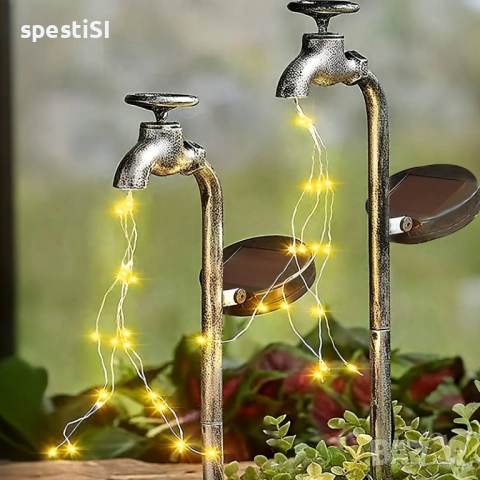 Декоративна соларна лампа чешма с кашпа и LED светлини - КОД 5006, снимка 6 - Градински мебели, декорация  - 54684603