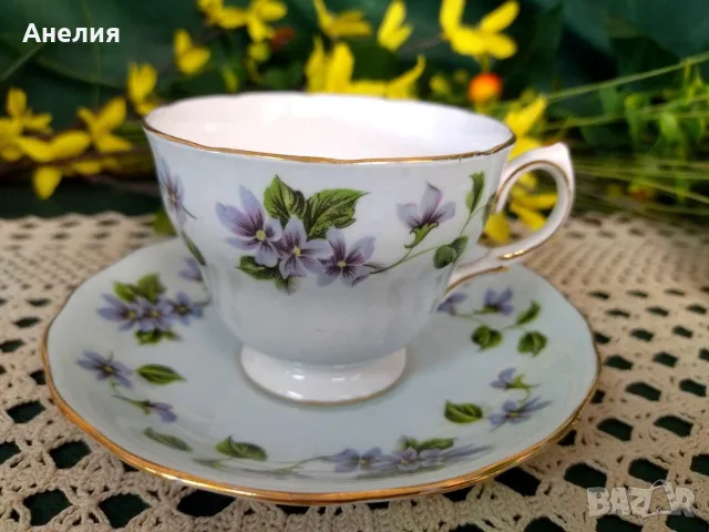 Виолетки Colclough England, снимка 2 - Чаши - 55366242