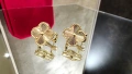 Van Cleef & Arpels VCA Gold Clear Vintage Alhambra Clips Clover Дамски Обеци, снимка 1
