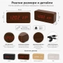 LED декоративен дървен дигитален настолен часовник с температура USB спалня офис светещ електронен, снимка 5
