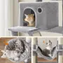 Драскалка за котки Light Gray 206 см – XXL катерушка с 2 къщички, хамак и площадки, снимка 3