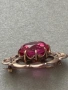 Антикварна съветска сребърна позлатена брошка с рубин , снимка 3