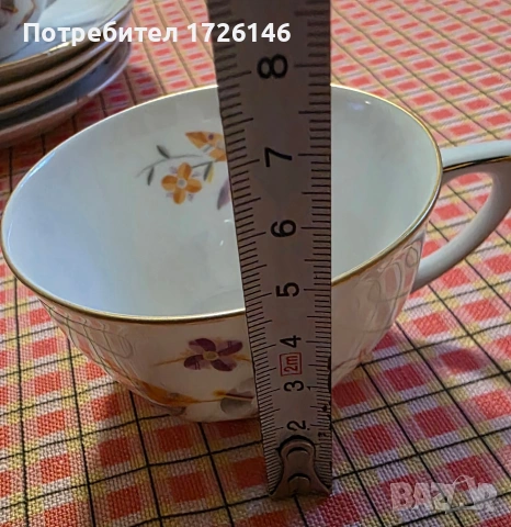 Фин порцелан с позлата - сет 2 броя и чинийки 3 броя на Zeh Scherzer Bavaria , снимка 10 - Чаши - 54040197