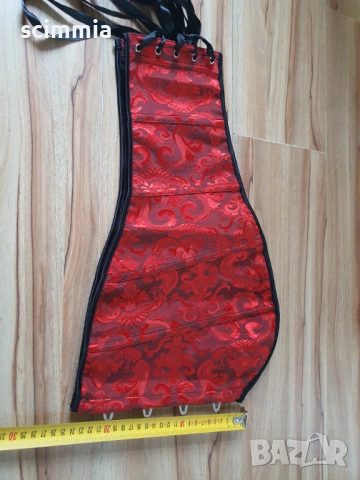 Червен готически корсет с връзки и флорален мотив XL/XXL/XXXL, снимка 8 - Корсети, бюстиета, топове - 54660119