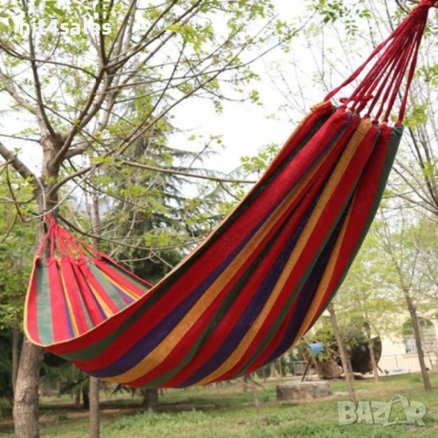Голям цветен хамак с красиви и цветни шарки/ Размер: 190 х 80 см; / Цвят: Червен