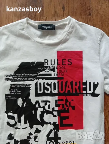 DSQUARED2 D2 Graphic Cotton Slim Fit T-Shirt - мъжка тениска р-р M, снимка 5 - Тениски - 55678373