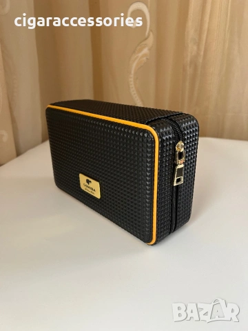 Cohiba преносим кожен хумидор за 4 пури с дигитален хигрометър, снимка 3 - Табакери - 54632253
